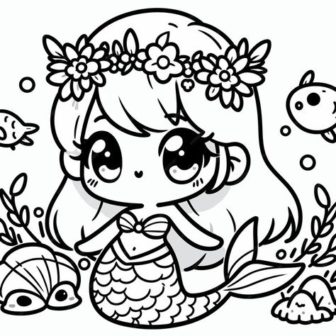 A cartoon drawing of a mermaid with a fish in her hair | Premium AI-generated vector Drawing Of A Mermaid, Free Business Card Mockup, Cartoon Drawing, Flyer Maker, Business Card Maker, Card Banner, Poster Invitation, Cartoon Clip Art, A Mermaid