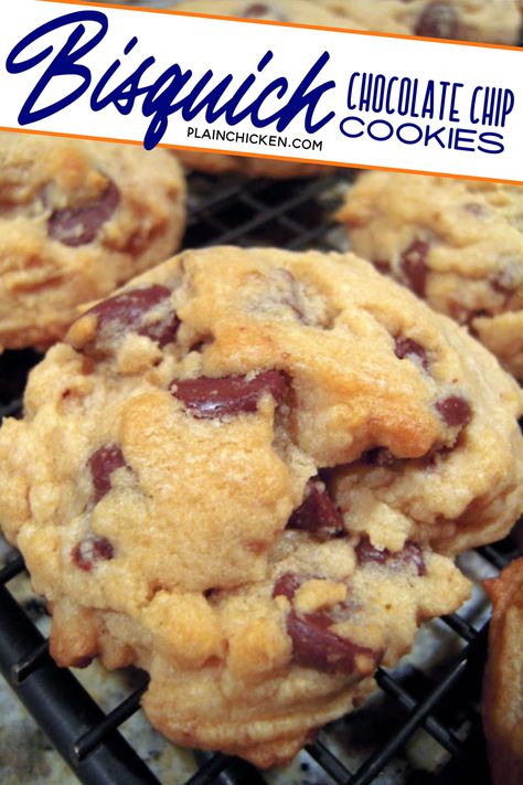 Bisquick Cookies, Bisquick Mix Recipe, Bisquick Chocolate Chip Cookies, Bisquick Recipes, Plain Chicken, Choc Chip Cookies, Baking Mix, Healthy Cookies, How Sweet Eats