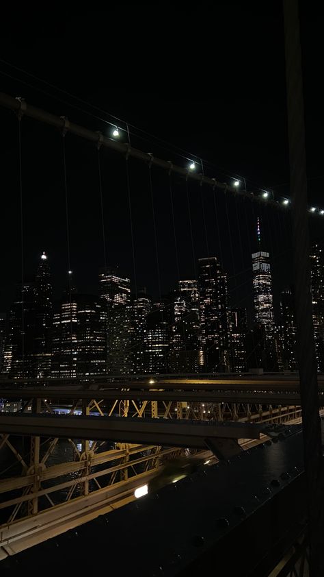 Brooklyn Bridge Night Aesthetic, New York Bridge Aesthetic, Brooklyn Night Aesthetic, Views Wallpaper, New York Bridge, City View Night, Low Exposure, Night Skyline, New York Night