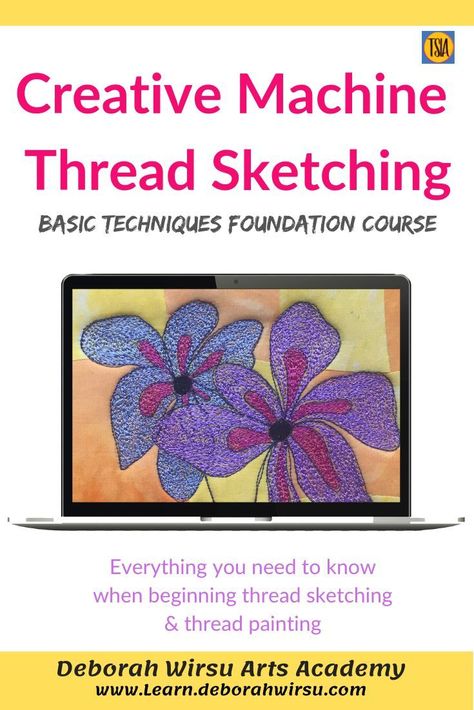 Learn the fundamentals of thread sketching and thread painting with this starter course and projects.A Thread Sketching 'Basics' Course for Beginners.
Grow from beginner to thread sketching fanatic!
If you've ever wanted to try free machine thread sketching, but haven't known where to start, this Thread Sketching Basics course is for you!
Brouht to you by ThreadSketchingInAction.com Sketching Basics, Thread Sketching, Landscape Quilting, Stained Glass Quilt, Applique Art, Landscape Quilt, Machine Embroidery Thread, Quilt Applique, Sewing Machine Feet