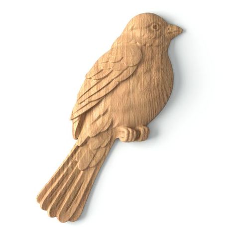 Baroque style solid wood sitting sparrow onlay, Left#additional-separator##additional-separator#This original onlay in the form of a sitting sparrow is made in the Baroque style. Such a model can be safely combined with floral ornamentation or used as a separate decorative element on walls, furniture, doors and other interior objects. The product is designed in left and right versions. Please be careful when choosing. Thanks to professional processing and careful grinding, the surface turned out Bird Carving Patterns, Interior Objects, Wall Panel Molding, Ganesha Drawing, Wood Mantle, Wood Carving For Beginners, Bird Applique, Floral Ornaments, Wood Appliques