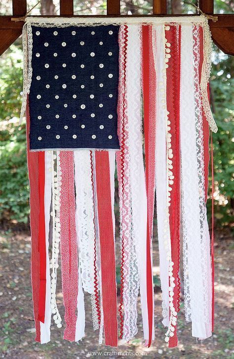 My Favorite Patriotic Inspiration Ribbon Flag, Ribbon Projects, Fourth Of July Decorations, Fourth Of July Party, 4th Of July Crafts, 4th Of July Ideas, Forth Of July, Fourth Of July Food, 4th Of July Decor