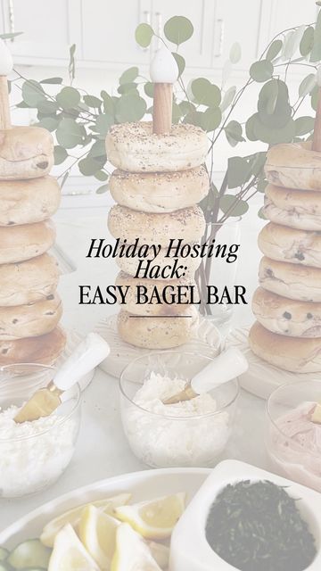 LIFE IN JENERAL on Instagram: "Hosting for the holidays? Can we all agree that this year we’re working smarter not harder?! 😉 SET UP THIS EASY BAGEL BAR 1: Create a zone in your fridge the night before for cream cheeses & toppings platter 2: Use paper towel holders to display & serve bagels (easiest clean up ever!) 3: Serve & enjoy for brunch! Are you hosting this year? Comment your favorite hosting tips & hacks! #hosting #lifehacks #brunchwithus #organized #kitchenhacks #holidayhome #ho Easy Bagel, Must Have Kitchen Appliances, Pta Events, Bagel Bar, Cream Cheese Topping, Paper Towel Holders, Bagel Cream Cheese, Smart Oven, Hosting Tips