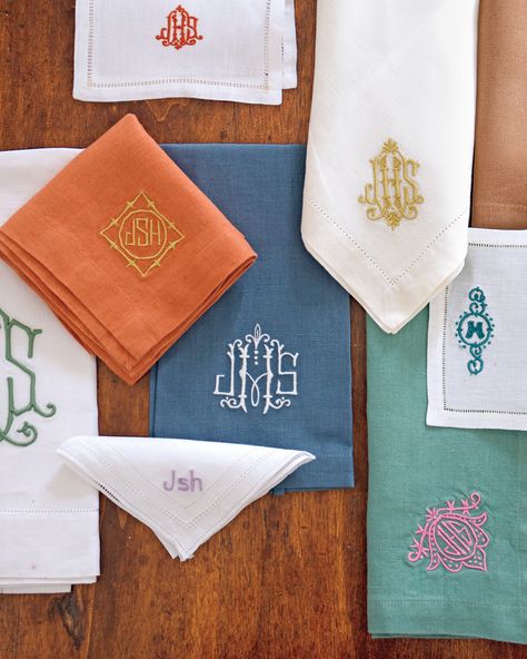 Our Favorite American-Made Companies | Working out of her charming New Orleans studio, Jane Scott Hodges of Leontine Linens isn't just making personalized heirloom linens with a contemporary twist: she's telling a story.  #americanmade #marthastewart Emily Post, Leontine Linens, Etiquette Rules, Table Etiquette, Dining Etiquette, Table Manners, Tiki Drinks, Embroidered Handkerchief, Mary Engelbreit