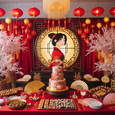 Festa de Aniversário Mulan: Ideias Mágicas para uma Celebração Inesquecível Prepare uma festa de aniversário épica com o tema Mulan! Descubra ideias incríveis para convites, decoração, lembrancinhas e muito mais. #festademulan #aniversário #mulan #ideiascriativas Chinese Decorations Party, Disney Candy, Mulan Disney, Chinese Decor, New Year Decorations, Chinese New Year Decorations, New Years Decorations, Mulan, Quinceanera