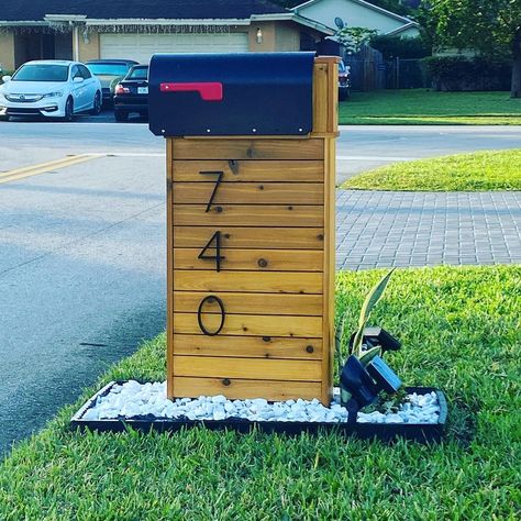 Elite Remodeling Concept, LLC on Instagram: “Home Custom Mailbox” Mailbox Surround Ideas, Wood Mailbox, Custom Mailbox, Mailbox Landscaping, Address Post, Diy Mailbox, Mailbox Ideas, Workbench Plans Diy, Custom Mailboxes