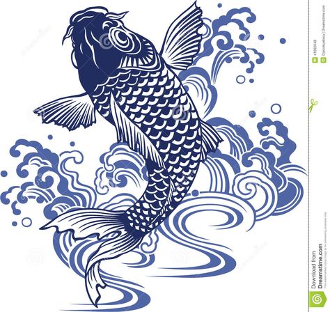 Carpe Japonaise Illustration de Vecteur - Image: 41892648 Japanese Koi Fish Tattoo, Koi Tattoo Design, Koi Fish Drawing, Koi Art, Japanese Fish, Koi Fish Tattoo, Carpe Koi, Traditional Japanese Tattoos, Japanese Koi