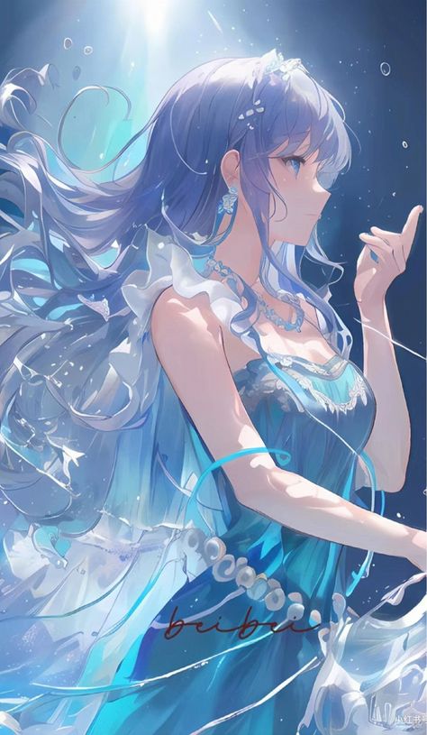 Anime Blue Hair, Hd Anime Wallpapers, Anime People, Anime Princess, Mermaid Art, Cool Anime Pictures, Anime Angel, Anime Poses Reference, Cute Anime Pics