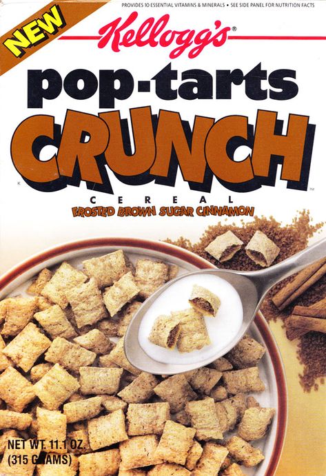 Frosted Brown Sugar Cinnamon Pop-Tarts Crunch Cereal (Kellogg's; 1994) 80s Breakfast, Cereal Poster, Cereal Ads, Team Breakfast, Snacks Around The World, Childhood Breakfast, Vintage Food Packaging, Cereal Kelloggs, Discontinued Food