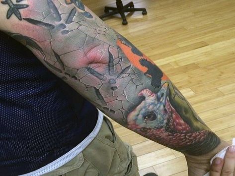 Top 40 Best Turkey Tattoos For Men Turkey Tattoos For Men, Turkey Hunting Tattoos, Deer Track Tattoo, Turkey Tattoo, Bow Hunting Tattoos, Turkey Tattoos, Deer Hunting Tattoos, Lion Sleeve, Turkey Tracks