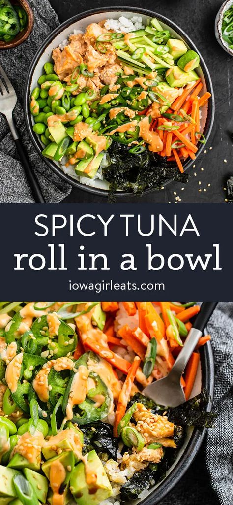 Fish Bowls Recipe, Spicy Bowl Recipes, Sushi In A Bowl, Spicy Tuna Bowl, Ectomorph Diet, Spicy Tuna Recipe, Tuna Sushi Bowl, Spicy Tuna Sushi, Tuna Bowl