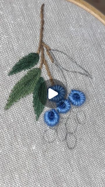 Blueberries Embroidery, Embroidery Converse Diy, Embroidered Blueberries, Embroidery Berries, Blueberry Embroidery, Embroidered Berries, Berries Embroidery, Blueberry Video, Grandma Room