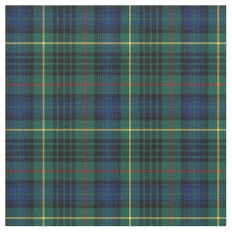 Clan Stewart Hunting Tartan: Fabric with the Clan Stewart hunting tartan. Traditional Scottish plaid pattern in shades of bottle green and dark blue, with bright red, yellow, and black highlights. Clan Stewart, Celtic Heritage, Black Highlights, Stewart Tartan, Scottish Plaid, Men In Kilts, Hunting Gifts, Tartan Fabric, Scottish Tartans