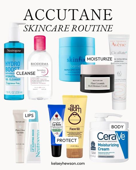 Accutane Skincare Routine & Product Recommendations - Kelsey Hewson Accutane Skin Care, Accutane Tips, Accutane Before And After, Cetaphil Gentle Cleanser, Cetaphil Moisturizer, Thick Moisturizer, Holy Grail Products, Spf Lip Balm, Clear Healthy Skin