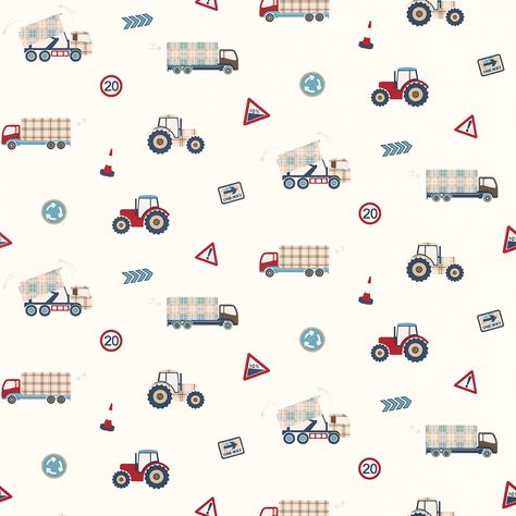 Tractors And Trucks Wallpaper Trucks Wallpaper, Wallpaper Childrens Room, Happy Kids Quotes, Wallpaper Boys, Children Wallpaper, Big Boy Bedrooms, Children Room Boy, Baby Rooms, Boy Bedroom