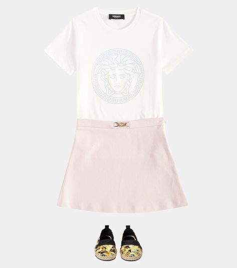 Medusa '95 jersey skirt in pink - Versace Kids | Mytheresa Versace Kids, Aladdin And Jasmine, Jersey Skirt, Designer Kids Clothes, Baby Boy Shoes, Kids Sale, Future Baby, Tech Accessories, Baby Shoes