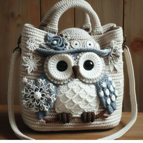 Owl Crochet Pattern Free, Handbags Crochet, Owl Bag, Owl Crochet Patterns, Crochet Boho Bag, Crochet Owl, Crochet Shop, Crochet Patterns Free Blanket, Handbag Pattern