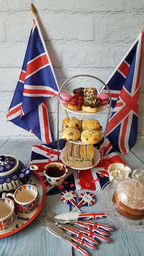 British Tea Party Decorations, English Themed Party, England Themed Party Food, British Themed Party Food, England Themed Party, England Tea Party Decor, British Themed Parties Zazzle, Queens Birthday Party, England Party