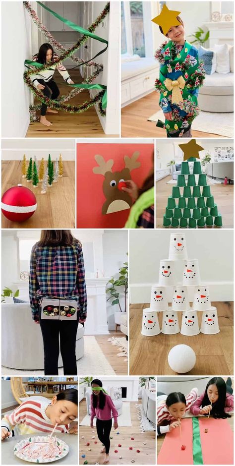 Christmas Games for Kids - Best Christmas games for the holidays. Games For The Holidays, Best Christmas Games, Candy Cane Game, Christmas Tree Game, Fun Holiday Games, Christmas Party Games For Kids, Christmas Fair Ideas, School Christmas Party, Ideas For Backyard