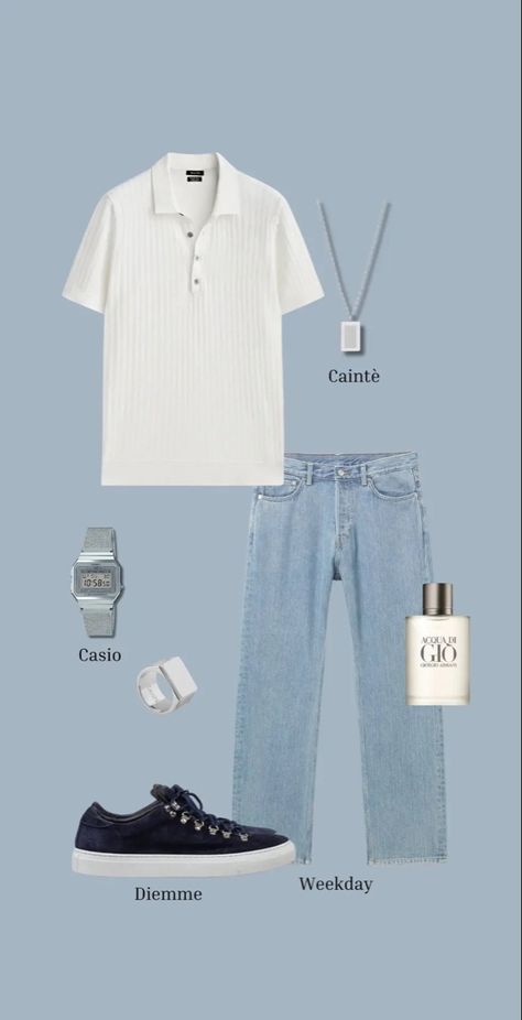 Light Blue Outfit Men, Casio Outfit, Gallery Outfit, Art Gallery Outfit, Guys Fashion Casual, Mens Smart Casual Outfits, Minimalist Fashion Men, Spring Outfits Men, Classy Outfits Men