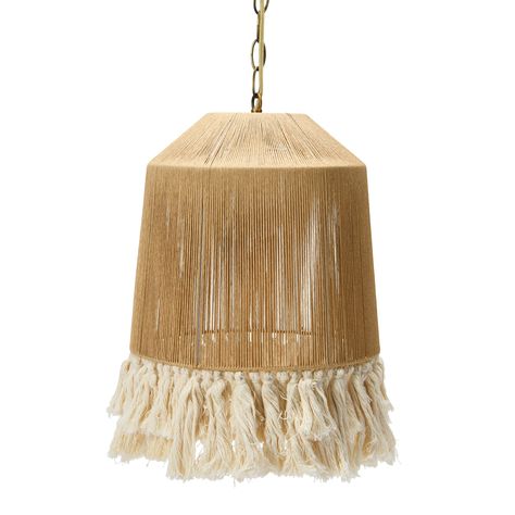 "Buy the 16\" Coastal Pendant Lamp with Natural Paper Rope Shades, Fringe Detail and Iron Base at Michaels. com. Add a unique touch to your home away from home with this beachy rope and iron ceiling light. With intricate design and natural tones, this is the perfect piece to elevate your dining or living space. Add a unique touch to your home away from home with this beachy rope and iron ceiling light. With intricate design and natural tones, this is the perfect piece to elevate your dining or l Coastal Light Fixtures, Coastal Pendant, Metal Living Room, Bronze Pendant Light, Rope Pendant Light, Lighting Pendant, Drum Pendant, Bell Pendant, Bronze Pendant