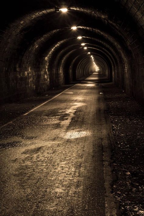 The Innocent Railway Tunnel, Edinburgh, Scotland Underground Tunnels Aesthetic, Underground Tunnel Design, Abandoned Tunnel, Tunnel Aesthetic, Railway Tunnel, Dark Tunnel, Underground Tunnels, U Bahn, Edinburgh Scotland