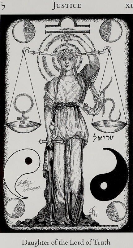 HE- VIII - XI - Justice- Major Arcana Card 11- The sign of Libra - the scales- balance- truth - justice - this card asks you to sit down in council with all the aspects of the situation and all the voices inside your self and offer each a fair hearing. On Hermetic Tarot, برج الميزان, Justice Tarot, Tarot Tattoo, Major Arcana Cards, Tarot Major Arcana, Tarot Cards Art, Tarot Art, Carl Jung