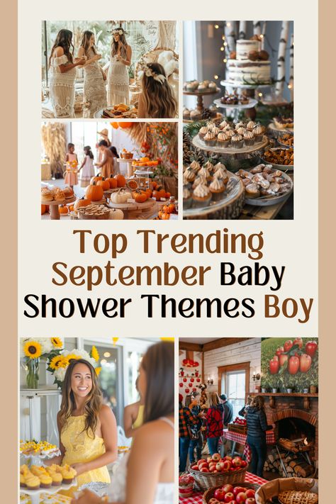 Discover top trending September baby shower themes boy will love! 🌟 From sporty themes to adventurous decorations, these ideas are perfect for celebrating your little man. 🎈 Make your party unforgettable with our creative and exciting suggestions. Click now to start planning the perfect boy baby shower! Baby Shower Boy Theme Unique, Unique Baby Boy Shower Ideas, Fall Boy Baby Shower Ideas, Fall Baby Shower Ideas For Boys, September Baby Shower Themes, September Baby Shower Ideas, Baby Shower Themes Boy, September Baby Showers, Mario Cupcakes