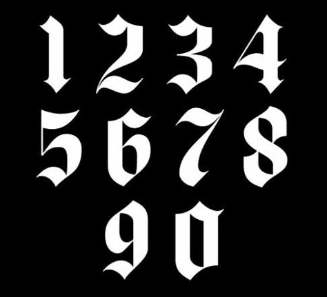 49 Tattoo Number, 1984 Tattoo Number Fonts, Blackletter Numbers, 17 Tattoo Number Font, Number Fonts For Tattoos, 1984 Tattoo, Calligraphy Tattoo Fonts, Fonts For Logos, Number Tattoo Fonts