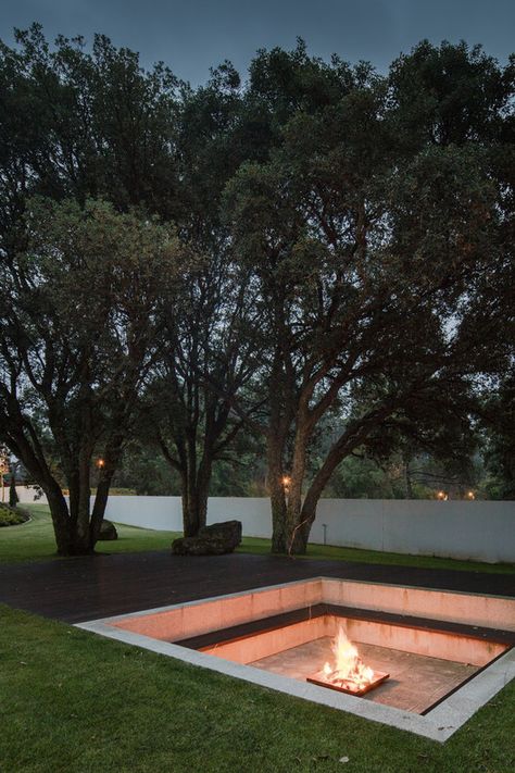 House BL,© João Morgado Sunken Patio, Sunken Fire Pits, Conversation Pit, Outside Fire Pits, Fire Pit Landscaping, Cool Fire Pits, Fire Pit Area, Diy Fire Pit, Outdoor Gardens Design