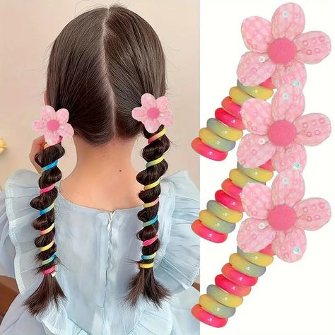 Spiral Hairbands Telephone Wire Ponytail Hairband - Temu Rope Hair, Hair Band For Girl, Back To School Hairstyles, Holiday Hairstyles, High Ponytails, Hair Rings, Butterfly Hair, Hair Decorations, Kids Hair Accessories