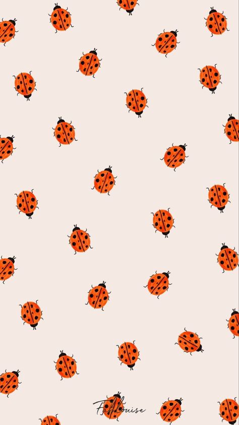 Wallpaper Backgrounds Spring Aesthetic, Ladybug Pattern Wallpaper, Ladybug Iphone Wallpaper, Summer Fall Wallpaper, Illustrated Iphone Wallpaper, Cute Wallpapers Spring, Ladybug Background Wallpapers, Spring Backgrounds Iphone, Cute Wallpapers Animals