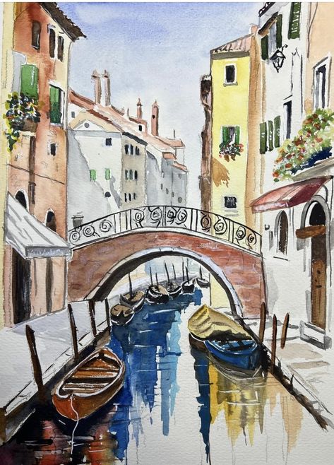 Watercolor Buildings Architecture, Drawings Of Italy, Venice Italy Drawing, Italy Watercolor Paintings, Watercolor Croquis, Venice Sketch, Venice Drawing, Venice Italy Painting, Europe Drawing