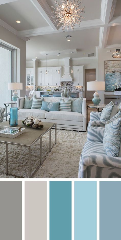 Living Room Decor Colors, Living Room Color Schemes, Trendy Living Rooms, Room Paint Colors, Room Color Schemes, Beach House Interior, Room Color, Blue Living Room, Paint Colors For Living Room