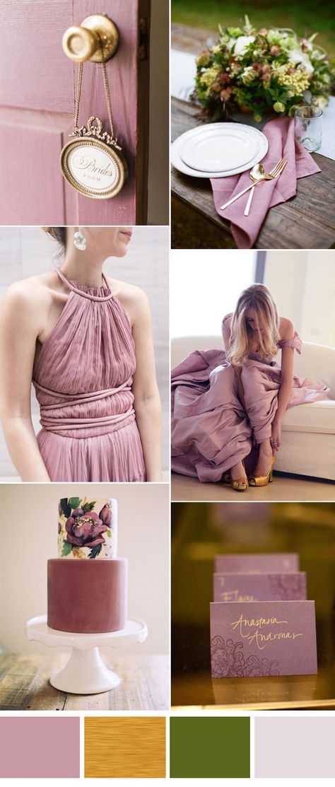 vintage mauve and gold wedding ideas Mauve And Gold Wedding, Wedding Colors Mauve, Mauve Wedding Colors, Mustard Wedding, Mauve Colour, Wedding Motif, Purple And Gold Wedding, Wedding Color Combinations, Purple Wedding Ideas