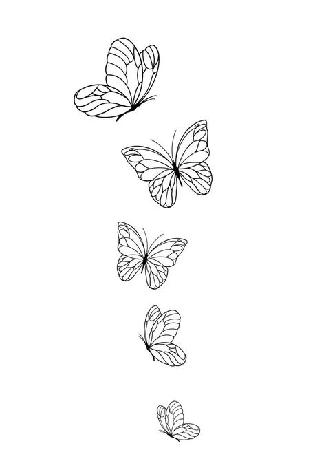 Five Butterfly Tattoo, Shoulder Tattoos For Women Outline, Wrist Tattoos For Women Simple, Unique Tattoo Stencils Outline For Women, Tattoo Stencils Outline For Women Leg, Shoulder Tattoos For Women Stencil, Outline Tattoo Woman, Foot Tattoo Stencil, Simple Stomach Tattoos