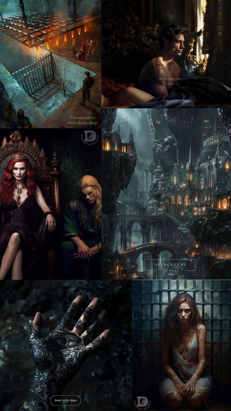 Under the Mountain scenes from ACOTAR, Amarantha, Feyre's tattoo, Tamlin, Feyre's trials Feyre Dress Under The Mountain, Under The Mountain, Roses Book, Fantasy Romance Books, A Court Of Wings And Ruin, Sarah J Maas Books, A Court Of Mist And Fury, Fantasy Places, Fantasy Aesthetic