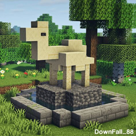 Simple Statue, Simple Minecraft Builds, Minecraft Fountain, Minecraft Desert, Description Ideas, Fountain Statue, Minecraft Shops, Minecraft Statues, Minecraft Structures