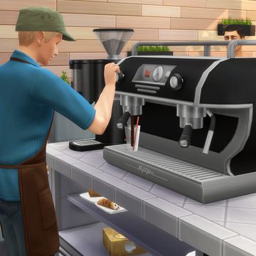 Sims 4 Cc Coffee Machine Functional, Sims 4 Espresso Bar Cc, Sims 4 Coffee Machine Cc, Sims 4 Coffee Bar, Sims 4 Coffee Machine, Barista Machine, Hot Coffee Drinks, Glazed Doughnuts, Night Coffee