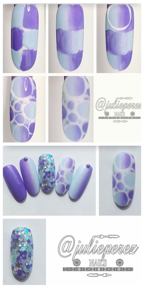 Ombré circle nails Circle Nails, Blue Nails, Reusable Water Bottle, Water Bottle, Nail Art, Nails, Blue, Art, Nail Arts