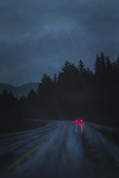 Rainy Road Painting, Comfy Scenery, Rainy Road Night, Night Road Painting, Dull Blue Aesthetic, Rainy Road Aesthetic, Road Aesthetic Night, Mitski Moodboard, Jayla Core