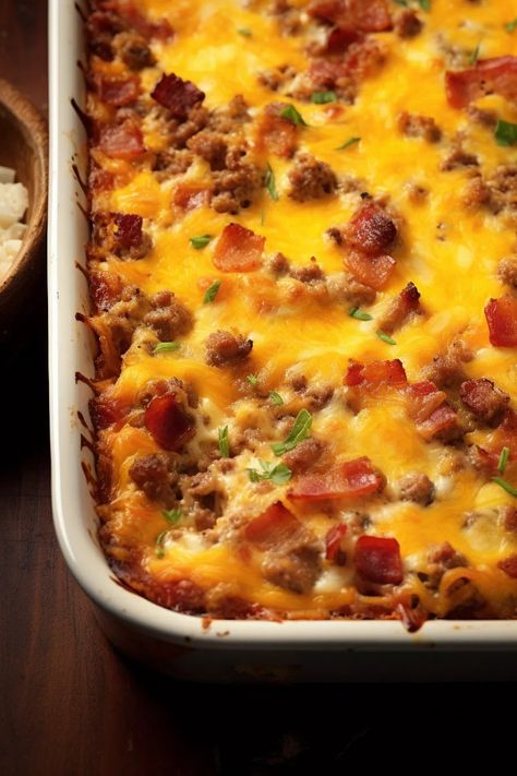 Bacon Cheeseburger Casserole - That Oven Feelin Bacon Cheeseburger Casserole Crockpot, Bacon Cheeseburger Bake, Bacon Cheeseburger Potato Casserole, Baked Bacon Cheeseburger Mac And Cheese, Bbq Bacon Cheeseburger Casserole, Beef And Bacon Recipes, Bacon Cheeseburger Tater Tot Casserole, Recipes Using Bacon, Cheeseburger Mac And Cheese