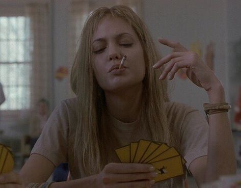 Angelina Jolie, smoking - Girl Interrupted #movie #cigarette #smoking #film #scene #cinema Angelina Jolie Movies, Girl Interrupted, Aesthetic Words, Film Tv, Her Eyes, Pulp Fiction, Angelina Jolie, Movies Showing