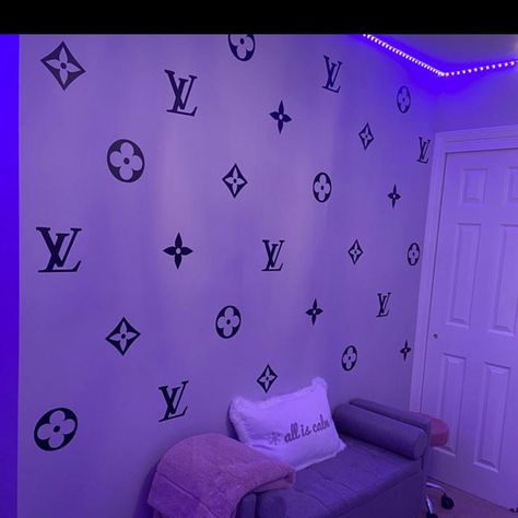 Lv Stickers, Warm Paint Colors, Neon Bedroom, White Room Decor, Room Ideas Aesthetic, Paint Color Palettes, Room Decals, Logo Wall, Sticker Decals