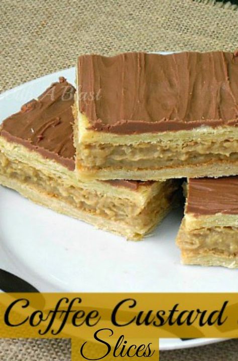 How to make quick Coffee Custard Slices using Puff Pastry ! #CustardSlices #CoffeeDessert #EasyCustard Custard Slices, Coffee Custard, Using Puff Pastry, Custard Slice, Food Diet Recipes, Slices Recipes, Italy Food, Coffee Dessert, Yogurt Recipes