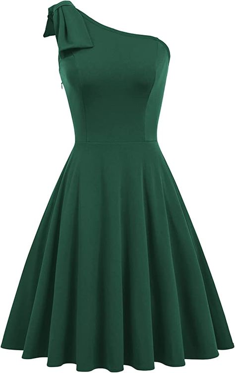 Amazon.com: JASAMBAC Formal Dresses for Wedding Guest Women's A Line One Shoulder Cocktail Dress with Pockets Dark Green L : Clothing, Shoes & Jewelry Cocktail Dress For Graduation, Dark Green Cocktail Dress, Formal Dresses For Wedding Guest, Dark Green Cocktail, Formal Dresses For Wedding, Formal Dress For Wedding Guest, Dress For Graduation, Green Dress Outfit, Dark Green Dress