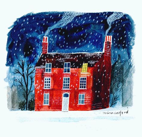 Nina Cosford, Twas The Night Before Christmas, Color Pencil Illustration, Pastel Crayons, Storybook Art, Watercolor Architecture, Gouache Illustrations, Winter Illustration, Country Holiday