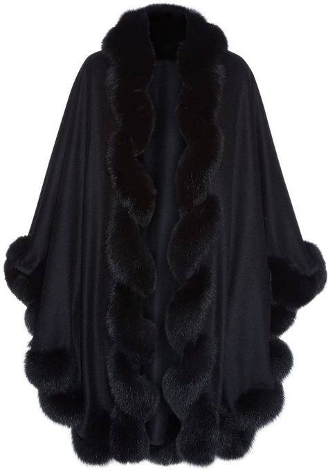 Harrods Of London Spiral Fox Fur Trimmed Cape Fur Trimmed Cape, Winter Trench, Cape Coat, Women Shawl, Cool Sweaters, Fox Fur, Trench Coats, Fur Trim, Ponchos