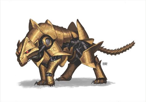 Tabaxi Artificer, Steel Defender Dnd, Dragonborn Artificer, Steel Defender, Robot Animal, Arte Robot, Dungeons And Dragons Characters, Dnd Art, Dungeons And Dragons Homebrew