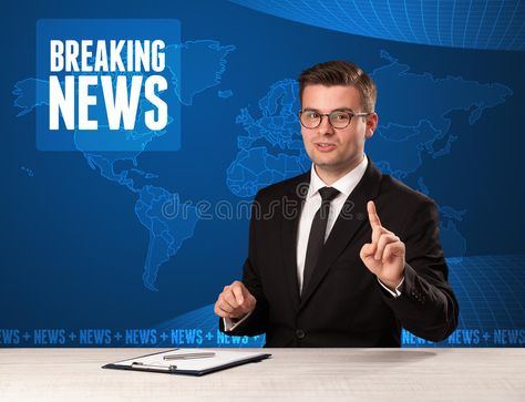 Television presenter in front telling breaking news with blue mo. Dern backgroun #Sponsored , #paid, #AD, #front, #Television, #breaking, #telling News Presenter, Modern Background, Anchorman, Kitty Drawing, Hello Kitty Drawing, Best Anime Couples, Photo Art Gallery, Digital Background, New Man